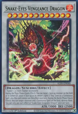 Yugioh NM Snake-Eyes Vengeance Dragon - ALIN-EN040 - Ultra Rare 1st Edition - Image 1