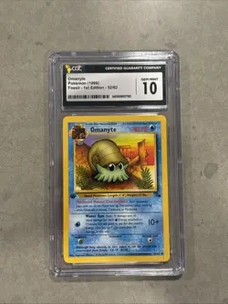 Pokemon TCG Omanyte Fossil 52 1st Edition Common Card CGC 10 - Image 1