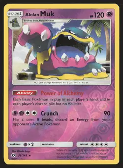 SM Base Set Alolan Muk #58/149 Reverse Holo Pokemon Card - Image 1