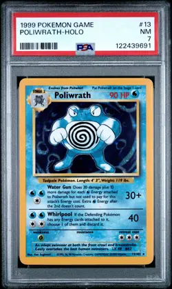 1999 POKEMON GAME #13 POLIWRATH-HOLO PSA 7 - Image 1