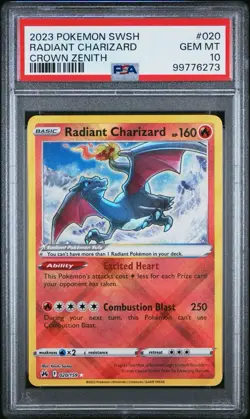 2023 Pokemon Sword & Shield Crown Zenith Radiant Charizard 020/159 PSA 10 Gem - Image 1