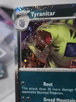 Pokemon TCG Tyranitar Cosmo Holo STAMPED 2x SWIRL Paldea Evolved 135/193 NM - Image 2