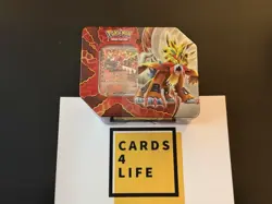 Pokemon Paradox Destinies Tin-Gouging Fire ex Tin w/5 Booster Packs New/Sealed - Image 1