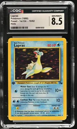 CGC 8.5 Lapras 1999 Fossil 1st Edition 10/62 Holo Pokemon Card - Image 1
