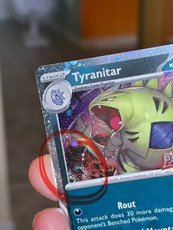 POKEMON TYRANITAR 135/193 RARE COSMOS HOLO WITH SWIRL PALDEA EVOLVED STAMPED NM - Image 3