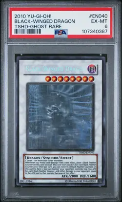 2010 YU-GI-OH! TSHD-THE SHINING DARKNESS GHOST RARE BLACK-WINGED DRAGON PSA 6 - Image 1