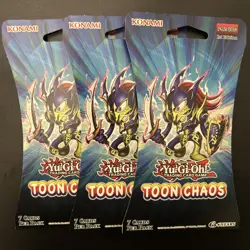 3x Sealed Toon Chaos Sleeved Booster Packs - Yu-Gi-Oh Blister 1st Edition Rare - Image 1