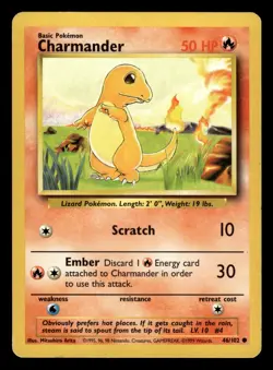 Charmander 46/102 Common Starter Base Set Pokemon Card - 18 - Image 1