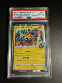 PSA 10 Shibuya’s Pikachu 002/S-P Pokemon Center Promo Japanese Pokemon Card - Image 1