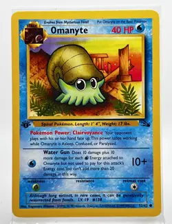 Omanyte 52/62 1st Edition Fossil LP Pokemon Card 1999 - Image 1