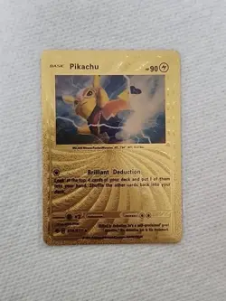 Pikachu Gold Foil Pokemon Card Fan Art Display Card HP90 - Image 1