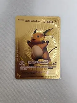 Pokemon GoldFoil Super Fire Breathing Dragon Pikachu Fan Art Card HP 132540 - Image 1