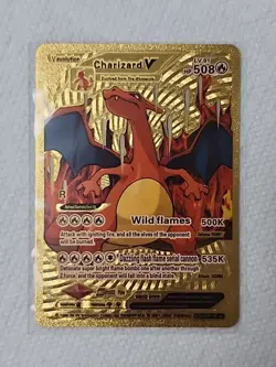 Pokemon V Evolution Charizard V HP 508 LV 91 Gold Foil Fan Art Card - Image 1
