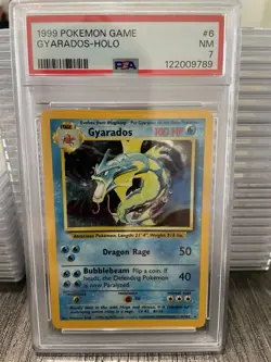 Pokemon TCG Gyarados Holo Rare Card PSA 7 Base Set 6/102 Near Mint - Image 1