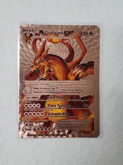 Mega Charizard Ex 420hp Rose Gold Foil Fan Art Card Heat Wave ?? flare Typhoon - Image 1