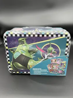 NEW-Pokemon TCG TYRANITAR & IRON VALIANT Collector Chest Tin Lunch Box. - Image 1