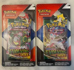 Lot of 2 Pokemon Evolving Skies & Chilling Reign 2 Pack Blisters & Pins SEALED - Image 1