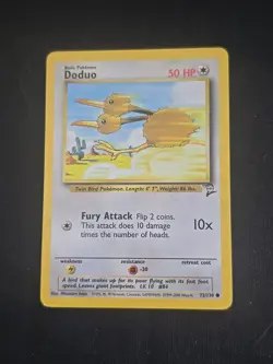 Doduo 072/130 Base Set 2 Regular WOTC Vintage Pokemon TCG Moderately Played - Image 1