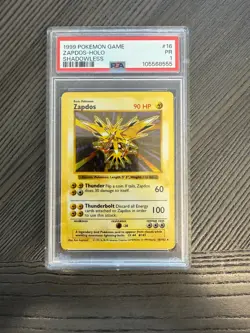 PSA 1 Zapdos Shadowless Holo Rare #16 Base Set 1999 Pokemon WoTC PR - Image 1