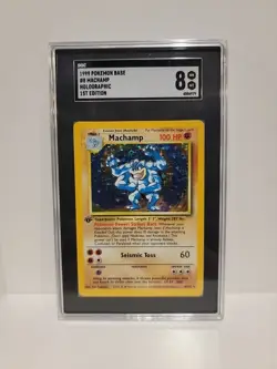 1999 Pokemon Base Set 1st EDITION SGC 8 M/NM Machamp 8/102 HOLO RARE TCG - Image 1