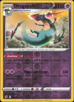Pokemon - Dragapult #091/192 - SWSH02: Rebel Clash Reverse Holo - Image 1