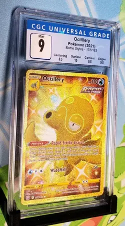 CGC Mint 9 Octillery Pokemon Secret Rare Gold Full Art Battle Styles 178/163 - Image 1