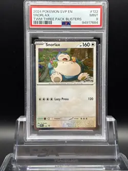 Pokemon 2024 Snorlax #122 Scarlet & Violet Black Star Promo PSA 9 Mint Holo! - Image 1