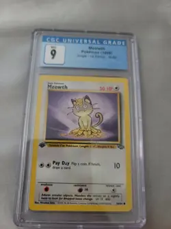 CGC 9 MINT Meowth Jungle 1st Edition Common Pokemon Card 56/64 -17 - Image 1