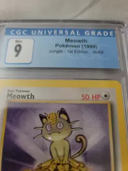 CGC 9 MINT Meowth Jungle 1st Edition Common Pokemon Card 56/64 -17 - Image 4