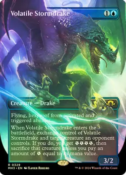 1x NM FOIL BORDERLESS Volatile Stormdrake MTG MH3 SV - Image 1