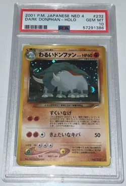 2001 POKEMON JPN NEO 4 #232 DARK DONPHAN-HOLO Rare PSA 10 CGC BGS - Image 1