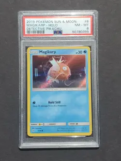 Pokemon PSA 8 MAGIKARP 8/18 - 2019 DETECTIVE PIKACHU HOLO PROMO - NM/MINT - Image 1