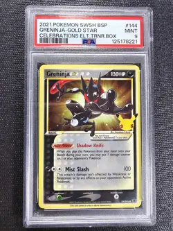 2021 POKEMON SWSH CELEBRATIONS ETB PROMO #144 GRENINJA-GOLD STAR PSA 9 - Image 1