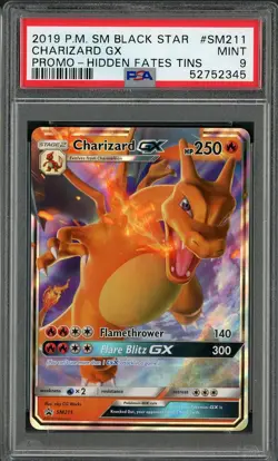 2019 Pokemon Hidden Fates Charizard GX Black Star Promo #SM211 PSA 9 MINT - Image 1