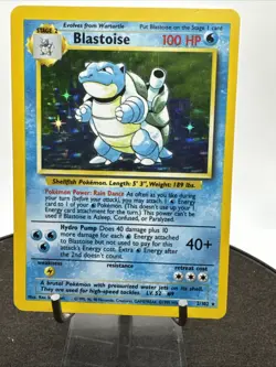 1999 Pokemon Blastoise 2/102 Base Set Unlimited Holo Vintage - Image 3