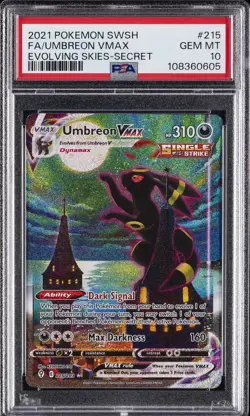 2021 POKEMON SWORD & SHIELD EVOLVING SKIES SECRET FULL ART/UMBREON VMAX PSA 10 - Image 1