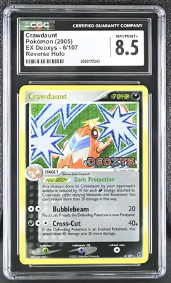 CGC 8.5 Crawdaunt 2005 EX Deoxys 6/107 Reverse Holo Stamped Pokemon Card - Image 1