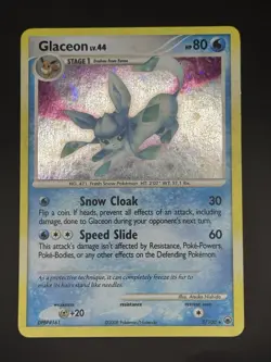 Swirled Pokemon TCG Glaceon LV.44 Holo Rare Card Majestic Dawn 5/100 LP - Image 3