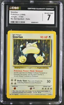 CGC 7 Snorlax 1999 Jungle 11/64 No Set Symbol Holo Pokemon Card - Image 1