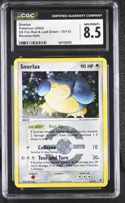 CGC 8.5 Snorlax 2004 EX Fire Red & Leaf Green 15/112 Reverse Holo Pokemon Card - Image 1
