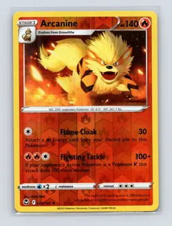Pokemon TCG Arcanine 020/195 SWSH12: Silver Tempest Reverse Holo NM - Image 1