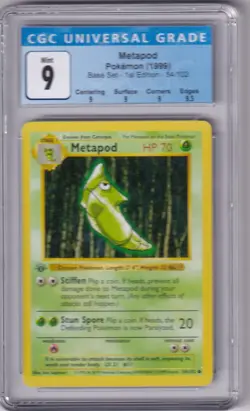 Metapod Pokemon (1999) Base Set - 1st Edition - 54/102 CGC MINT 9 - Image 1