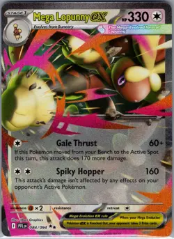 Mega Lopunny ex 084/094 ME02: Phantasmal Flames - Pokemon Card - NM - Image 1