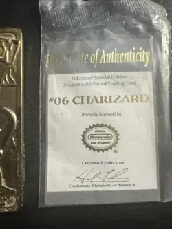 23K Gold Plated CHARIZARD Trading Card 1999 Burger King Pokemon - Image 4