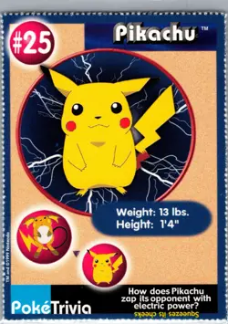 Topps Pokemon The First Movie Burger King Promo Card - #25 Pikachu PokeTrivia - Image 2