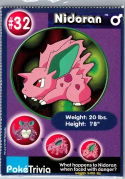 Topps Pokemon The First Movie Burger King Promo Card - #32 Nidoran PokeTrivia - Image 2