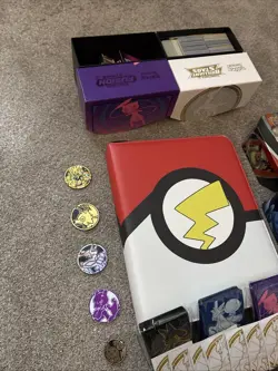 Pokemon Bundle - Binder, Assorted Cards, Tins, Coins, Boxes - Image 4