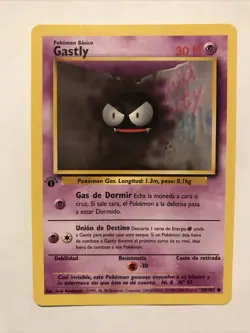 Pokemon TCG Gastly Base Set Spanish 50/102 1st Edition Common Card - Image 1
