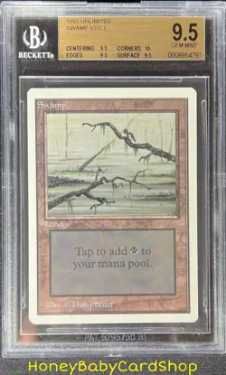 MTG Unlimited Edition 1993 Swamp (C) BGS 9.5Q+ (TRUE QUAD+) GEM MINT 93/94 - Image 1