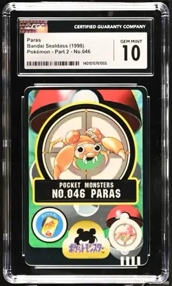 Paras CGC 10 Pokemon Sticker Sealdass Japanese 1997 No.046 Rare Bandai Japan - Image 1